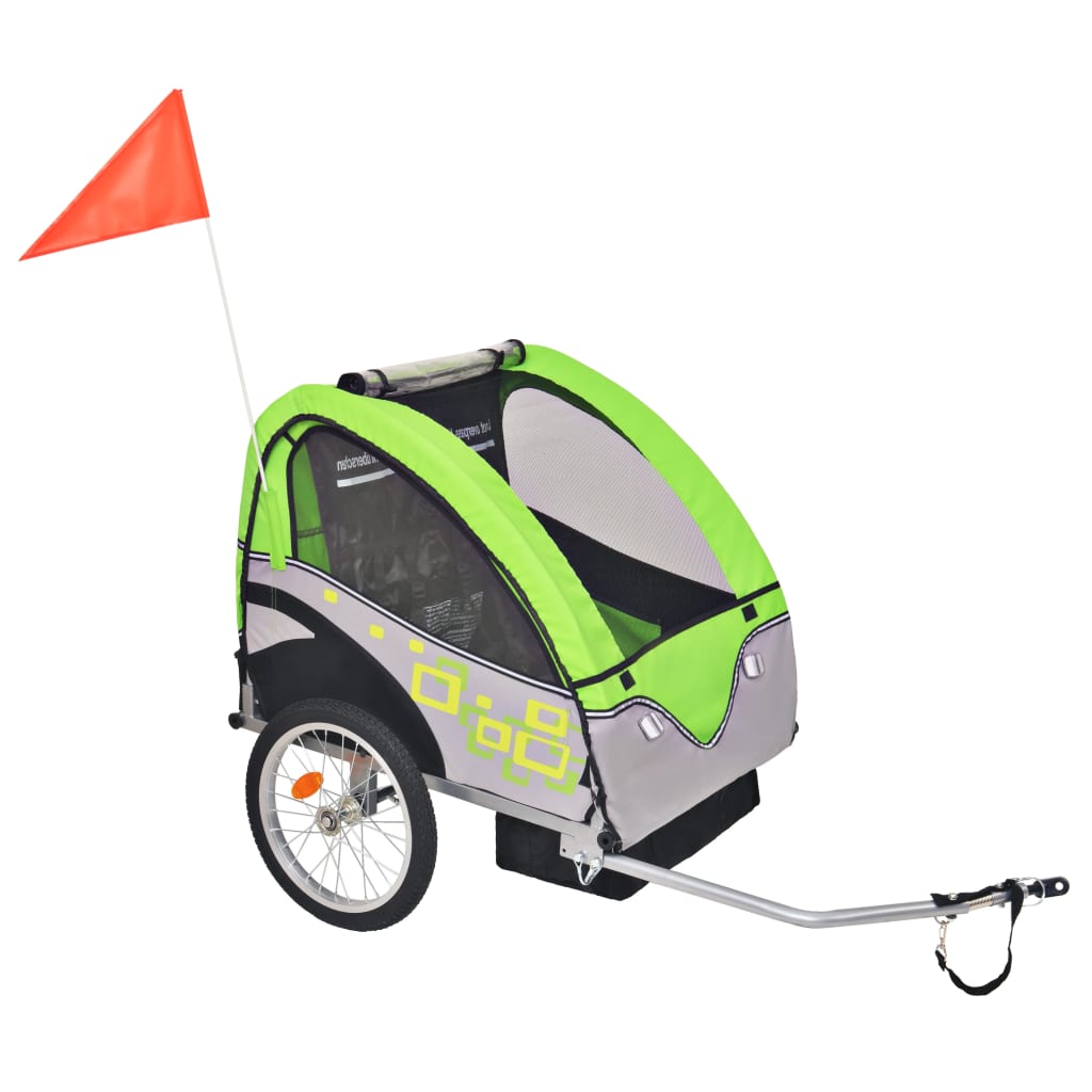 Vidaxl -Fahrradanhänger 30 kg grau und grün