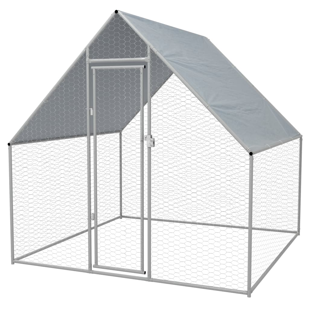 VidaXL Buitenhok for chickens 2x2x1.92 m galvanized steel