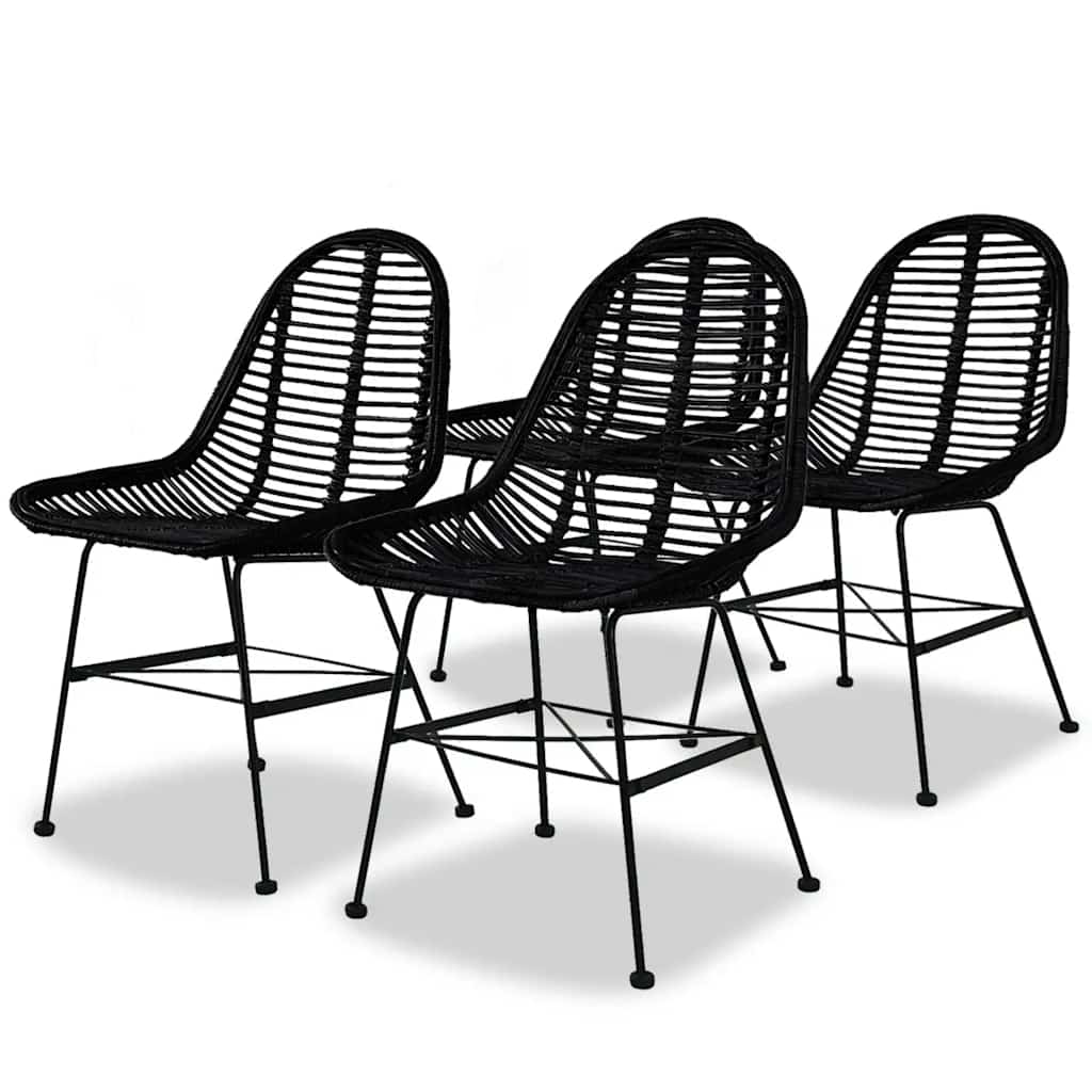 Vidaxl eetkamerstoelen 4 st natuurlijk rattan zwart