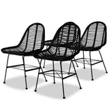 Vidaxl eetkamerstoelen 4 st natuurlijk rattan zwart