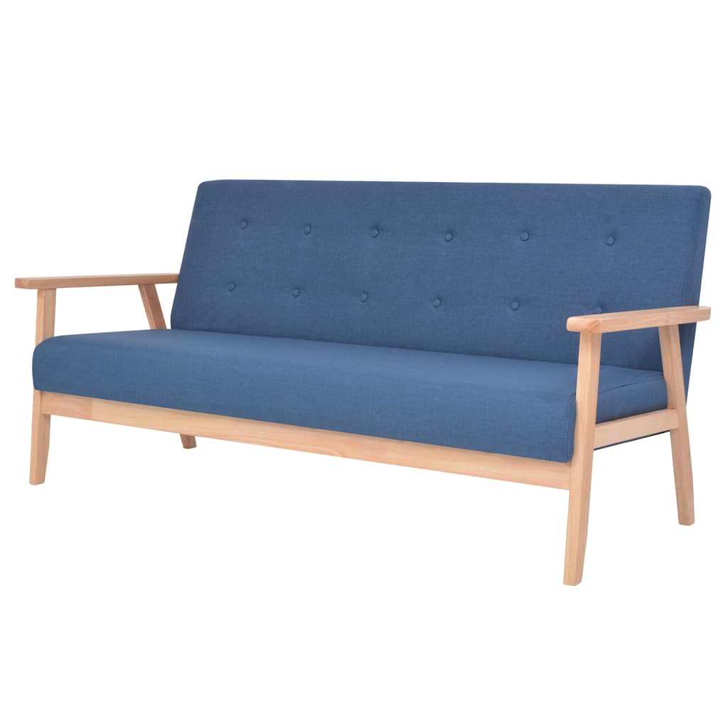 Vidaxl driezitsbank stof blauw