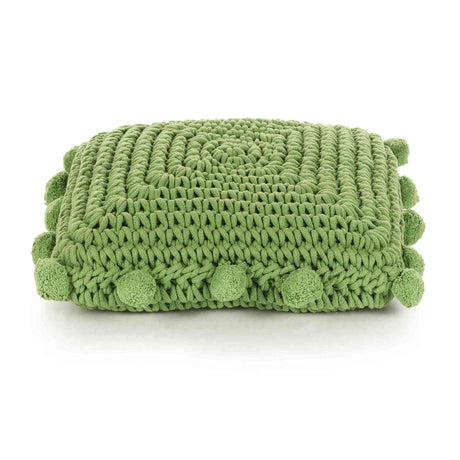 Vidaxl plaid kussen basketweave met kussen groen 50 x 50 cm katoen