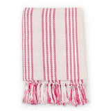 Vidaxl Plaid Streifen 160x210 cm Baumwollrosa und Weiß