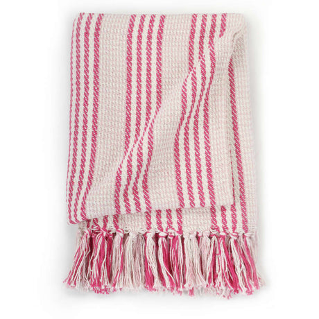 Vidaxl Plaid Streifen 160x210 cm Baumwollrosa und Weiß