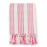 Vidaxl Plaid Streifen 220x250 cm Baumwollrosa und Weiß