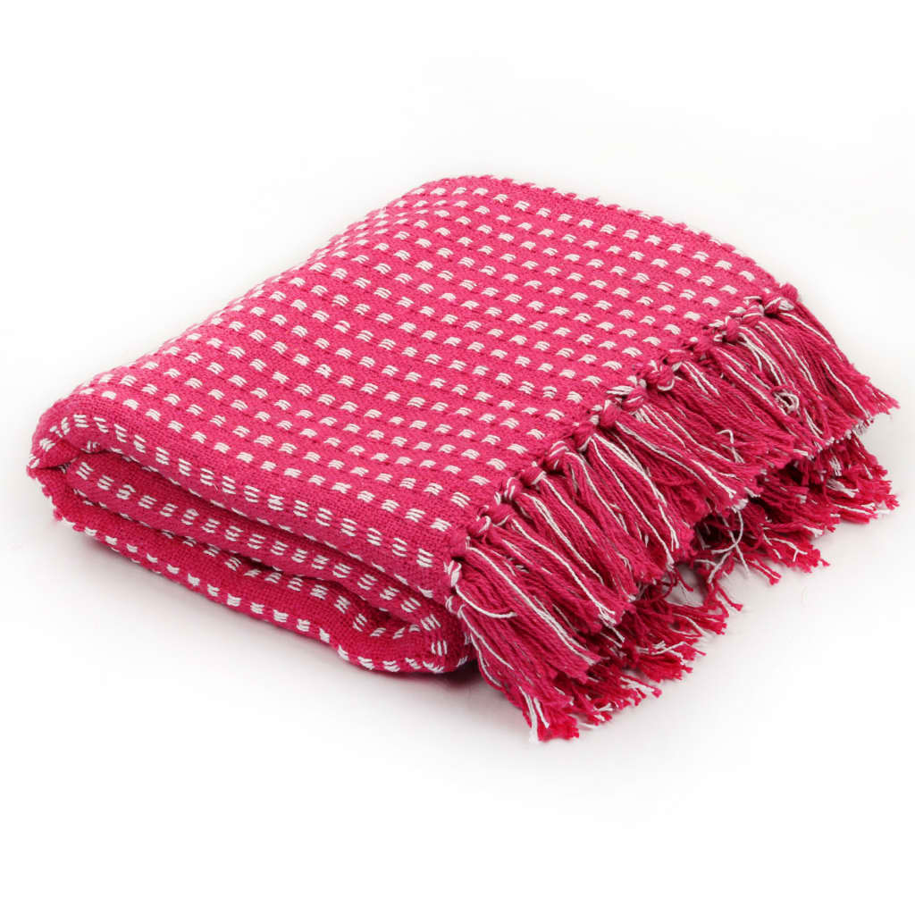 Vidaxl plaid squares 125x150 cm cotton pink