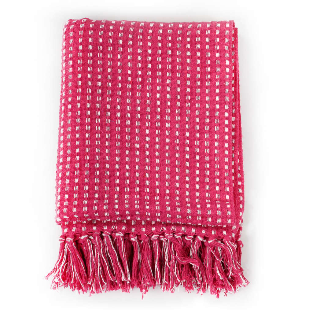 Vidaxl Plaid Quadrate 160x210 cm Baumwollrosa