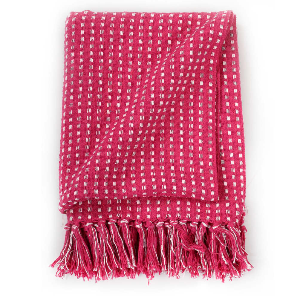 Vidaxl plaid squares 160x210 cm cotton pink