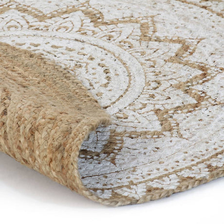Vidaxl -Teppich mit dem Druck um 150 cm geflochtene Jute