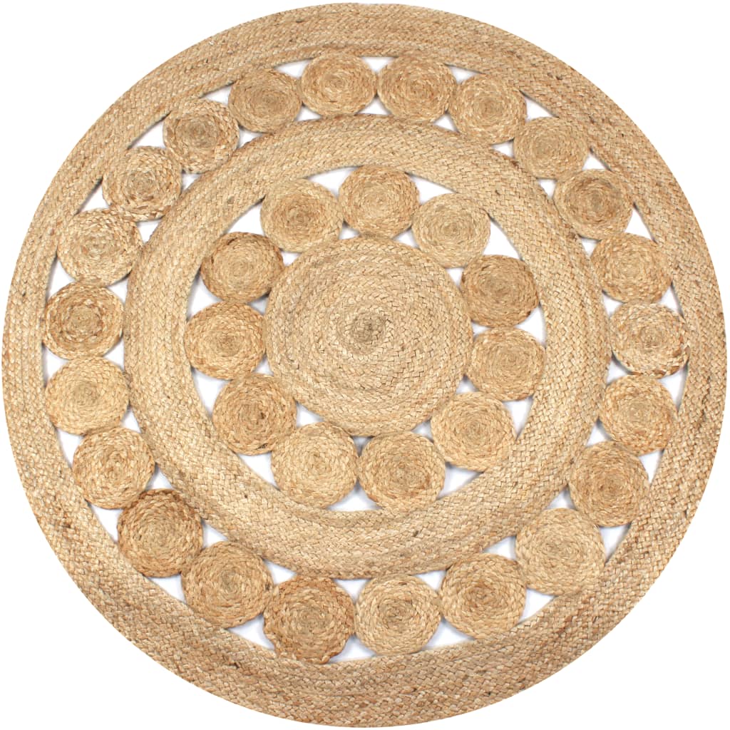 Vidaxl Teppich mit Design um 150 cm geflochtene Jute