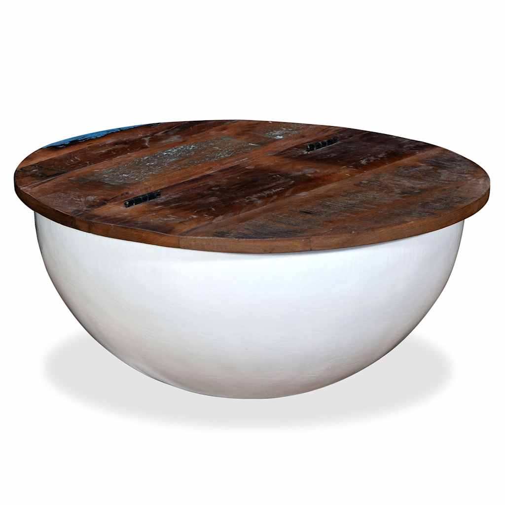 Vidaxl salontafel komvormig massief gerecycled hout wit