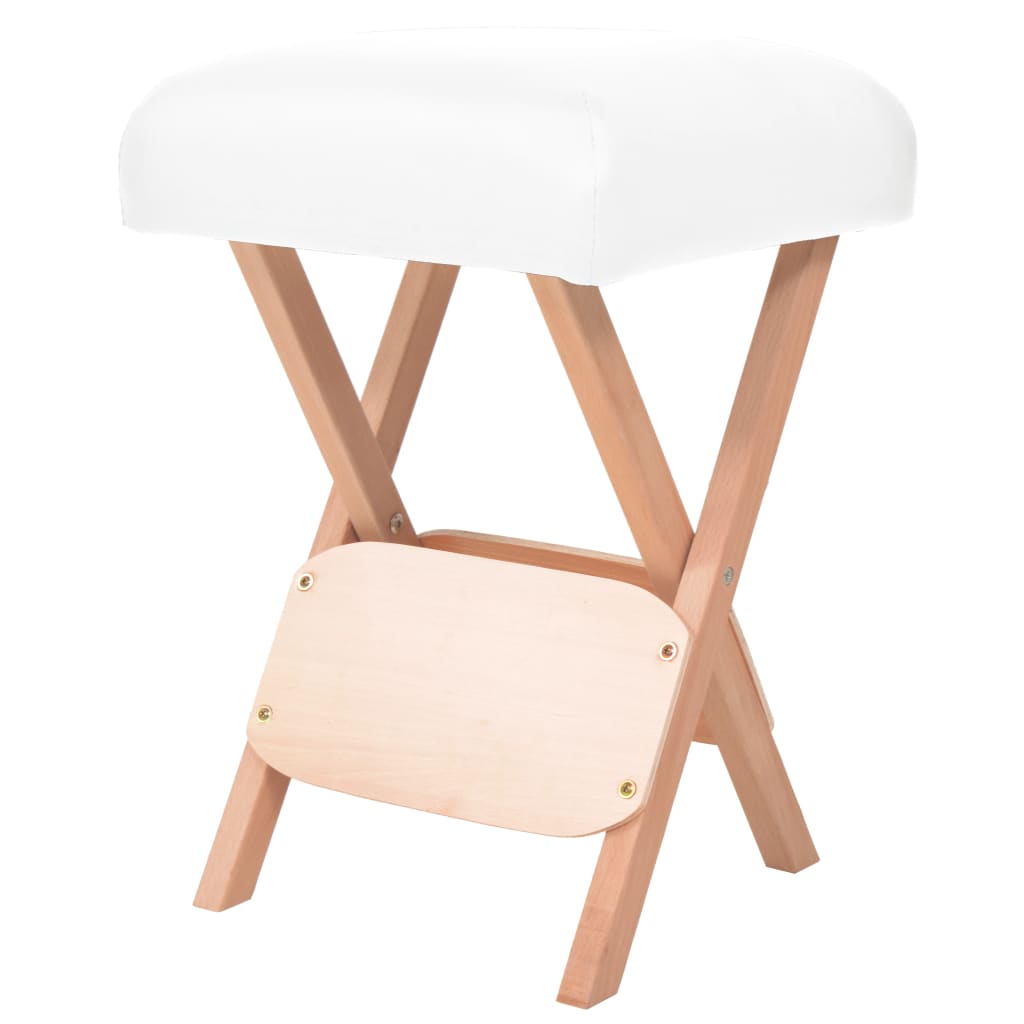 Vidaxl -Massagehocker mit 12 cm dicker Sitzfalt weiß