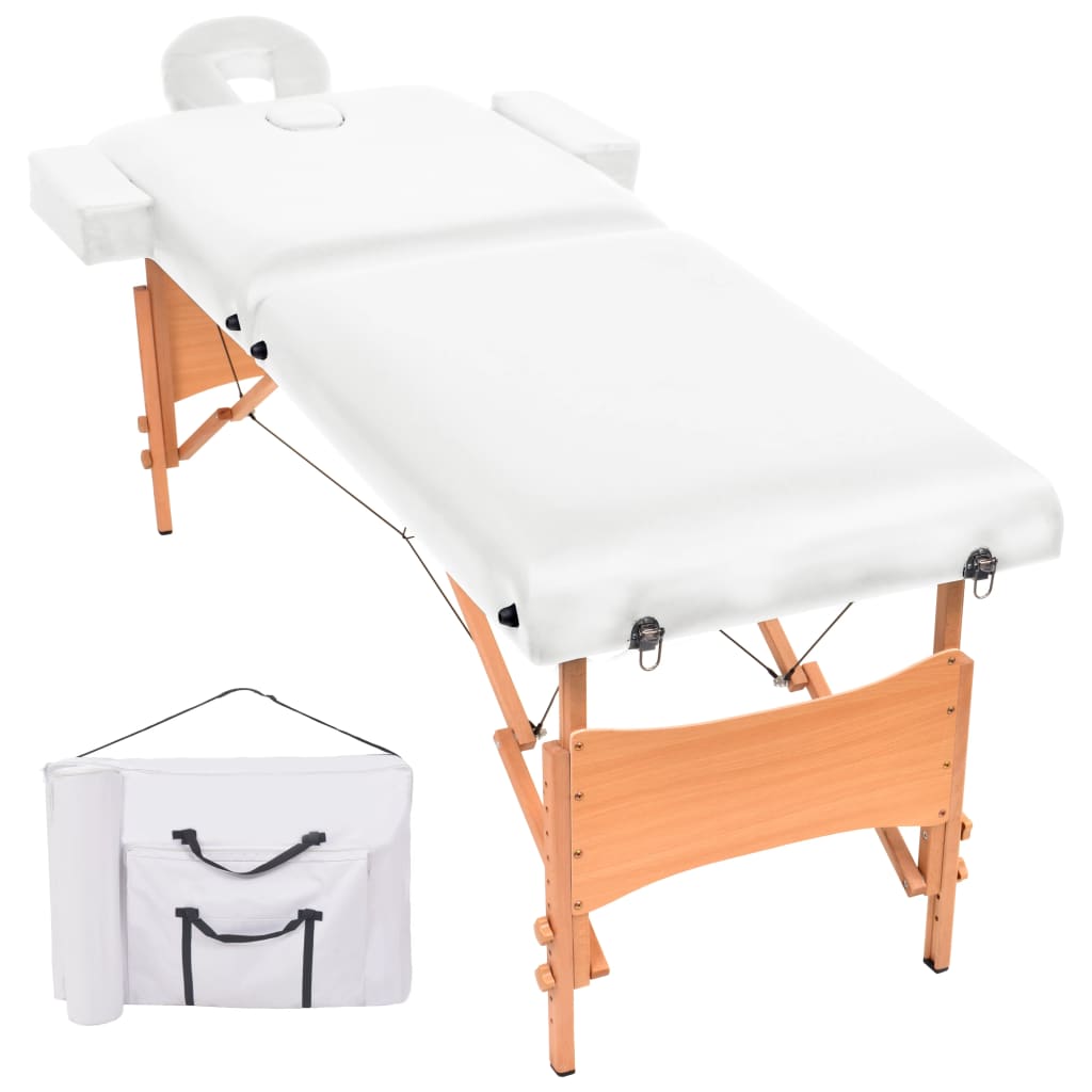 Vidaxl massagetafel 10 cm dik 2 zones inklapbaar wit