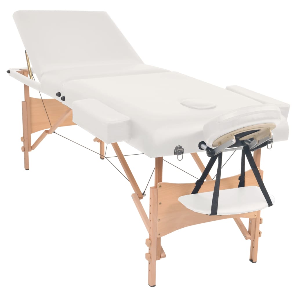 VidaXL Massage table Collapsible 3 zones 10 cm thick white