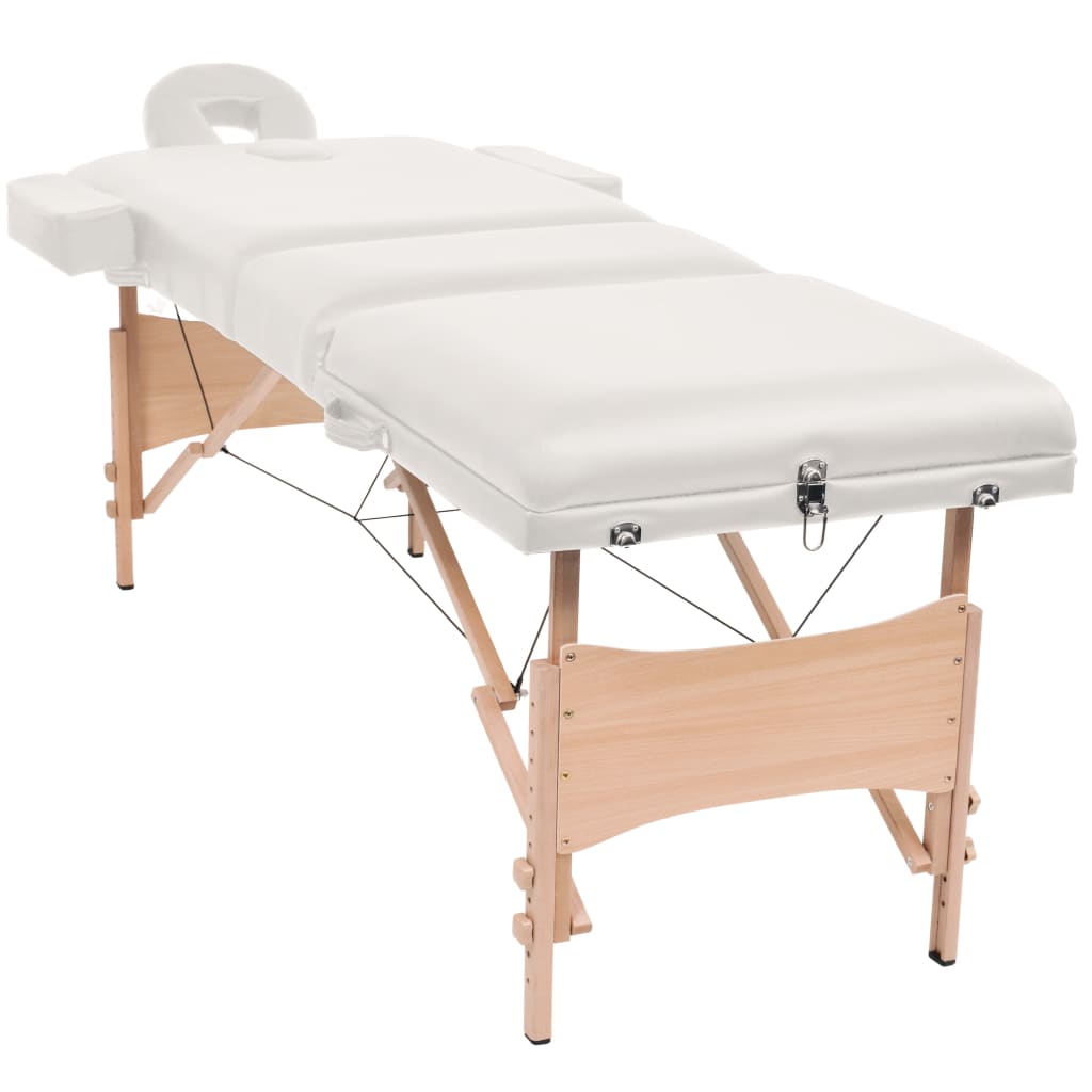 VidaXL Massage table Collapsible 3 zones 10 cm thick white