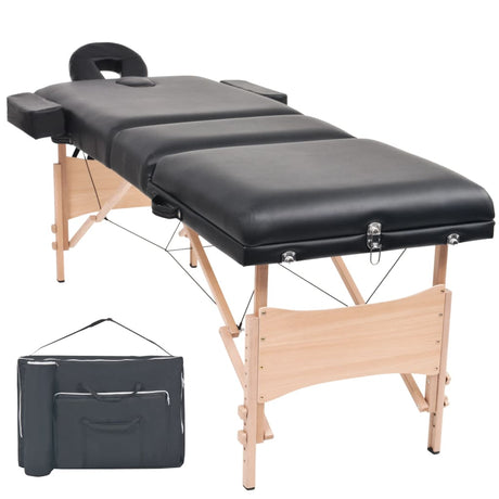 Vidaxl -Massage -Tabelle zusammenklappbar 3 Zonen 10 cm dick schwarz