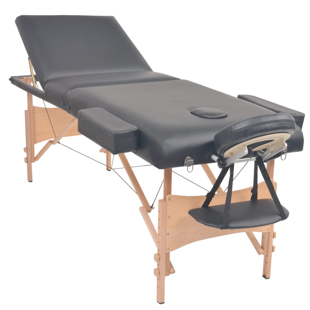 Vidaxl massagetafel inklapbaar 3 zones 10 cm dik zwart