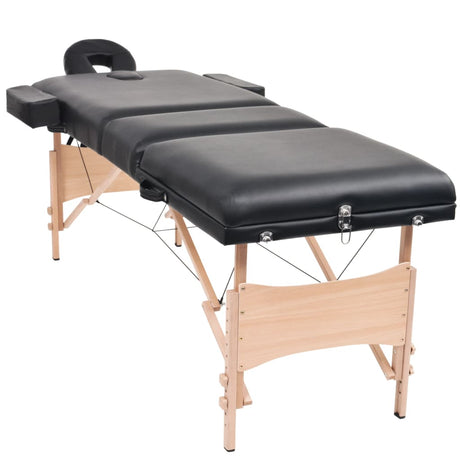 Vidaxl -Massage -Tabelle zusammenklappbar 3 Zonen 10 cm dick schwarz