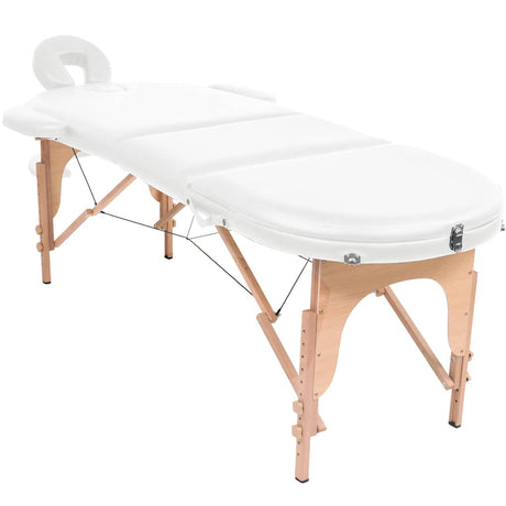 VIDAXL -Massage -Tabelle zusammenklappbar 4 cm dick mit 2 Bolstern ovales Weiß
