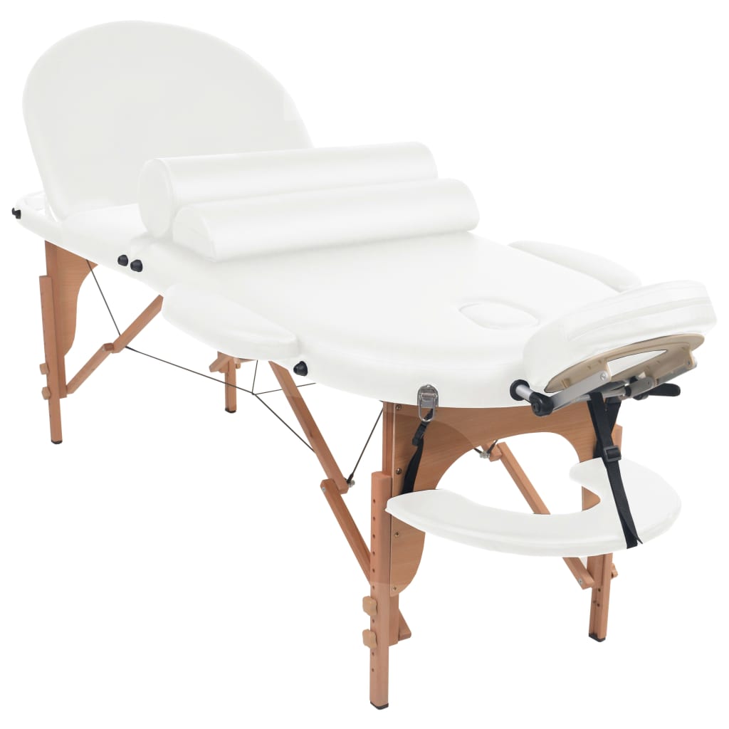 VidaXL Massage table Collapsible 4 cm thick with 2 Bolsters Oval White