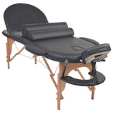 VidaXL Massagetafel inklapbaar 4 cm dik met 2 bolsters ovaal zwart