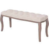 Vidaxl bank 110x38x48 cm linnen massief hout crèmewit