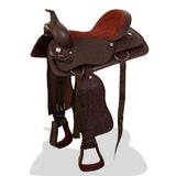 VidaXL Western Saddle, bridle and bright blast 15 Real leather brown