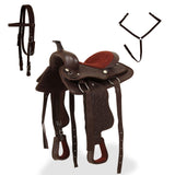 Vidaxl Western Saddle, Bridle and Borr Belt 13 Real Leather Brown