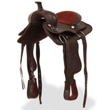 Vidaxl Western Saddle, Bridle and Borr Belt 13 Real Leather Brown