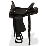 Vidaxl Western Saddle, Bridle and Bright Belt 16 Real Leather Black