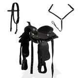 Vidaxl Western Saddle, Bridle and Bustlem 13 Real Leather Black