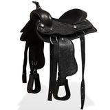 Vidaxl Western Saddle, Bridle and Bustlem 13 Real Leather Black