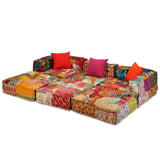 Vidaxl Pouf Tri -Seater modularna tkanina patchwork