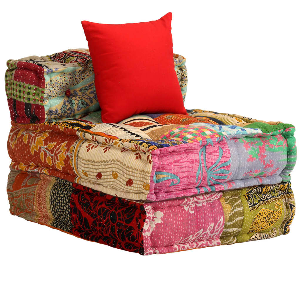 Vidaxl Pouf three -seater modular fabric patchwork