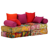 Vidaxl pouf tweezits modularni patchwork tkanine