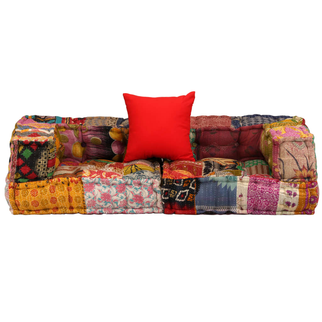 Vidaxl pouf twezits patchwork en tissu modulaire