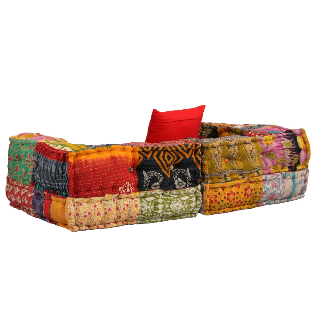 Vidaxl pouf twezits patchwork en tissu modulaire