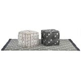 Vidaxl pouffes geometrisch grijs en wit 40 x 40 x 40 cm stof
