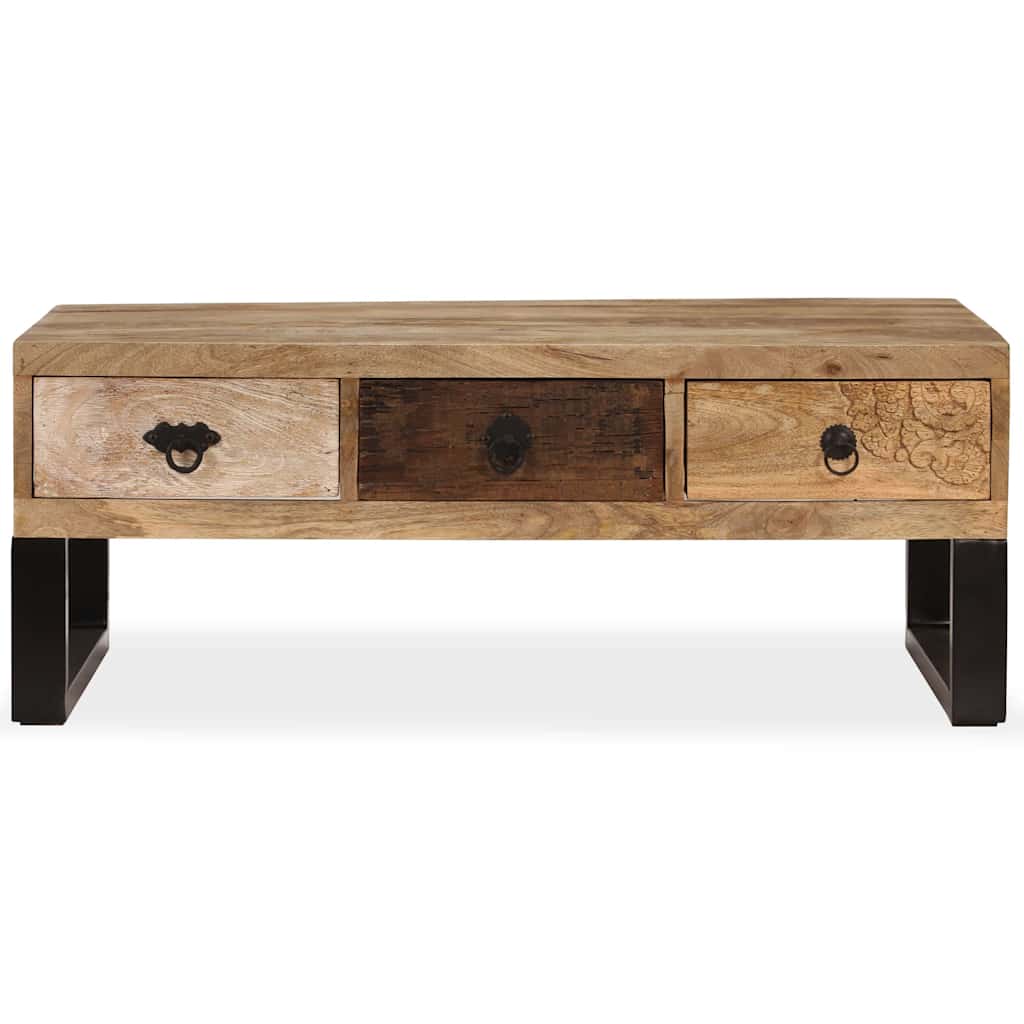 Vidaxl salontafel met 3 lades 90x50x35 cm massief mangohout