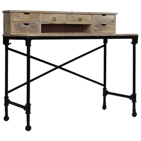 Vidaxl schrijftafel 110x50x96 cm massief mangohout en staal