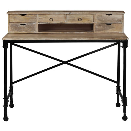 Vidaxl schrijftafel 110x50x96 cm massief mangohout en staal