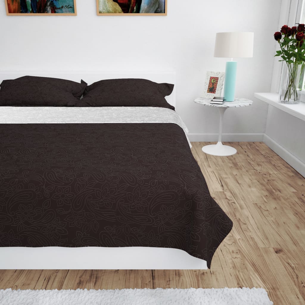 Vidaxl Bedsprey dvojnásobný krém na přikrývku 170x210 cm a hnědý