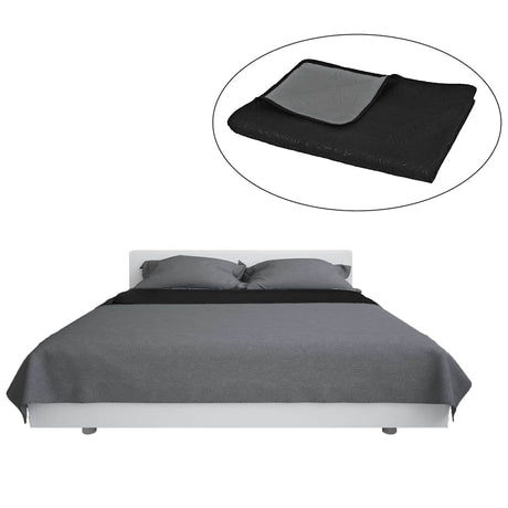VIDAXL BETSPREAD DOPLET -SANDEL 170X210 CM Quilt Grau und Schwarz