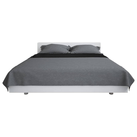 VIDAXL BETSPREAD DOPLET -SANDEL 170X210 CM Quilt Grau und Schwarz