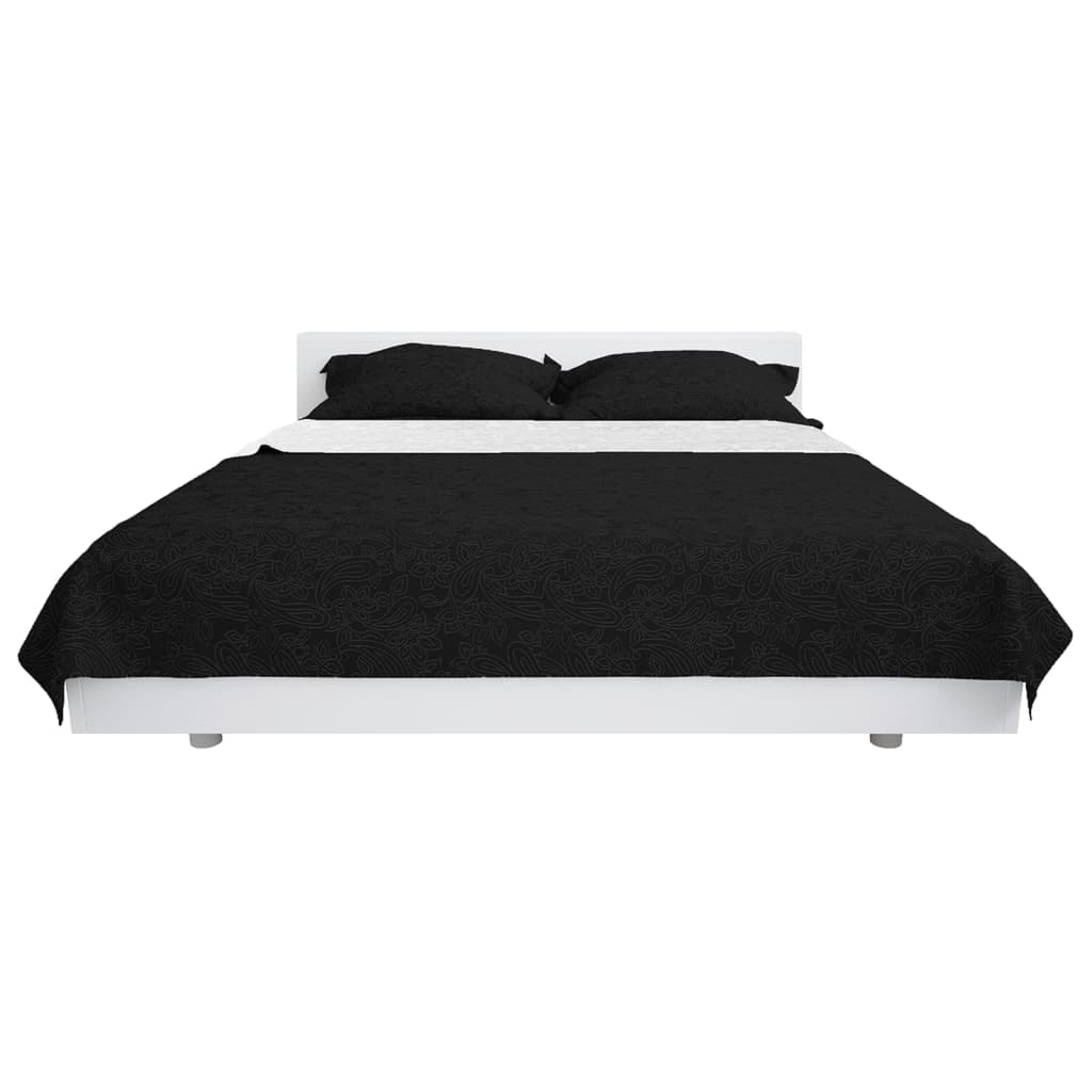 Vidaxl Bedspread Doble -lados de 170x210 cm Edredón blanco y negro