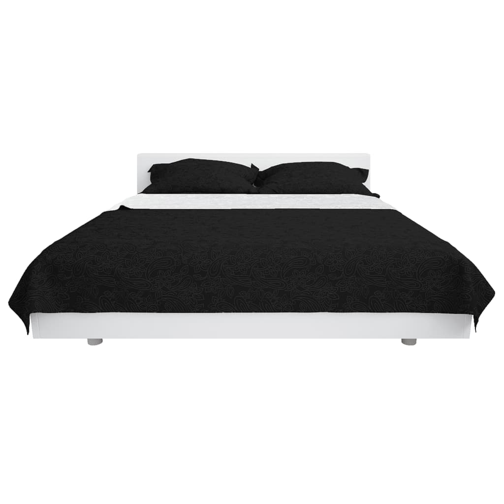 Vidaxl Bedsprey Doble -lado 230x260 cm Edredón blanco y negro