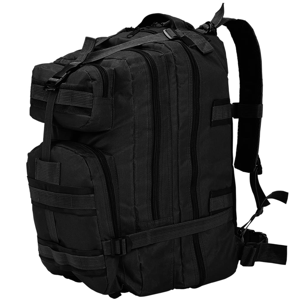 Vidaxl Mochila Estilo del ejército 50 L Negro