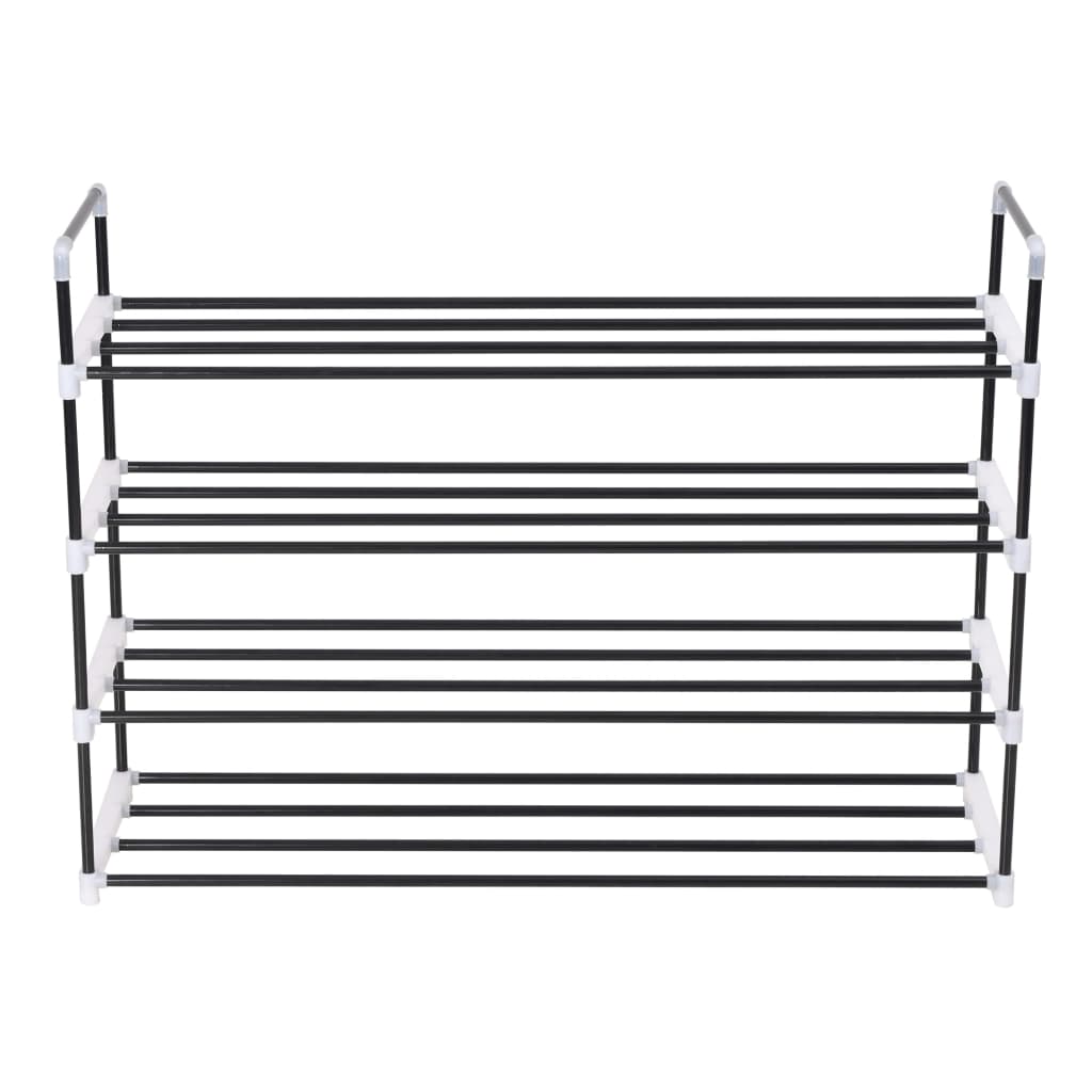 Vidaxl shoe rack with 4 shelves of metal and plastic black