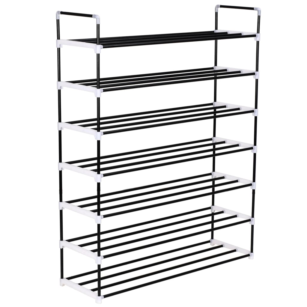 Vidaxl shoe rack with 7 shelves of metal and plastic black