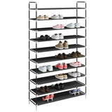 Vidaxl -Schuhregal mit 10 Regalen aus Metall und unbedecktem Stoff schwarz